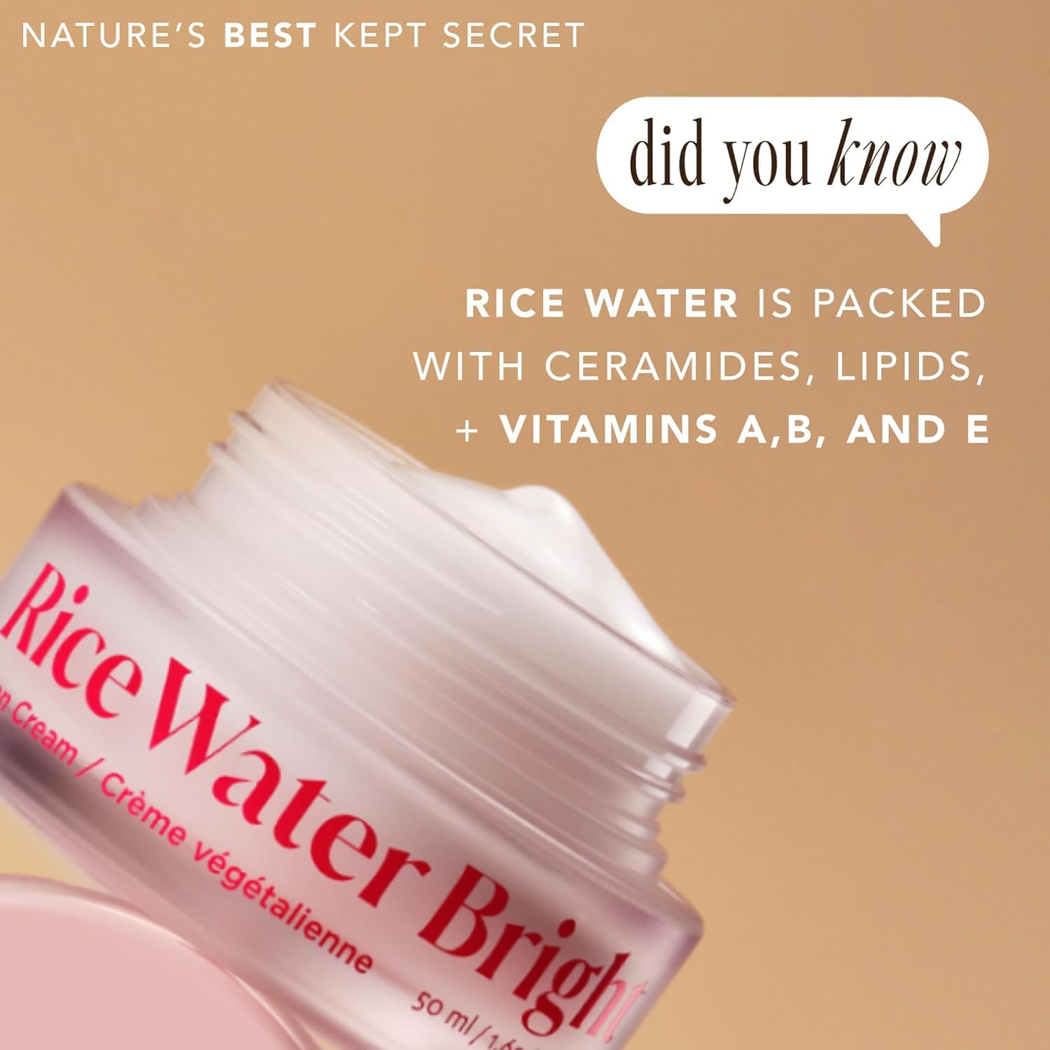 The Face Shop Rice Water Bright Vegan Cream - Instant Moisturization Quick-Absorbing Formula - Vegan, Brightening - Rice Water, Niacinamide, Hyaluronic Acid - Moisturizer Face Cream - Korean Skin Care