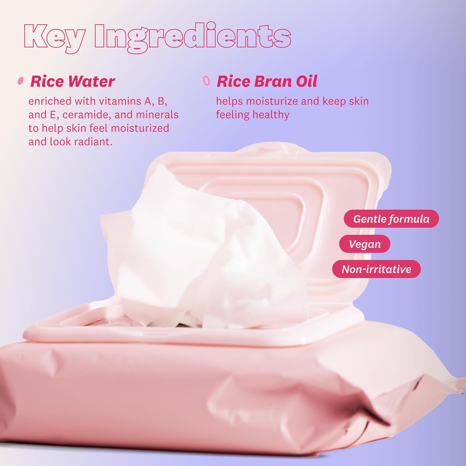 The Face Shop Rice Water Bright Makeup Remover Wipes for Face with Rice Extract, Brightening, Moisturizing, Infused with Cleansing Milk, Vegan Disposable Cleansing Facial Wipes, Korean Skin Care