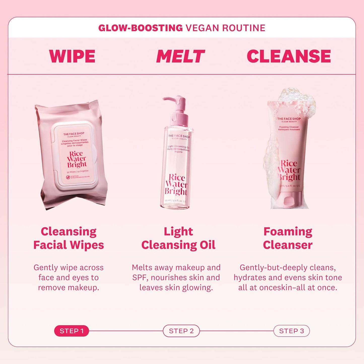 The Face Shop Rice Water Bright Makeup Remover Wipes for Face with Rice Extract, Brightening, Moisturizing, Infused with Cleansing Milk, Vegan Disposable Cleansing Facial Wipes, Korean Skin Care