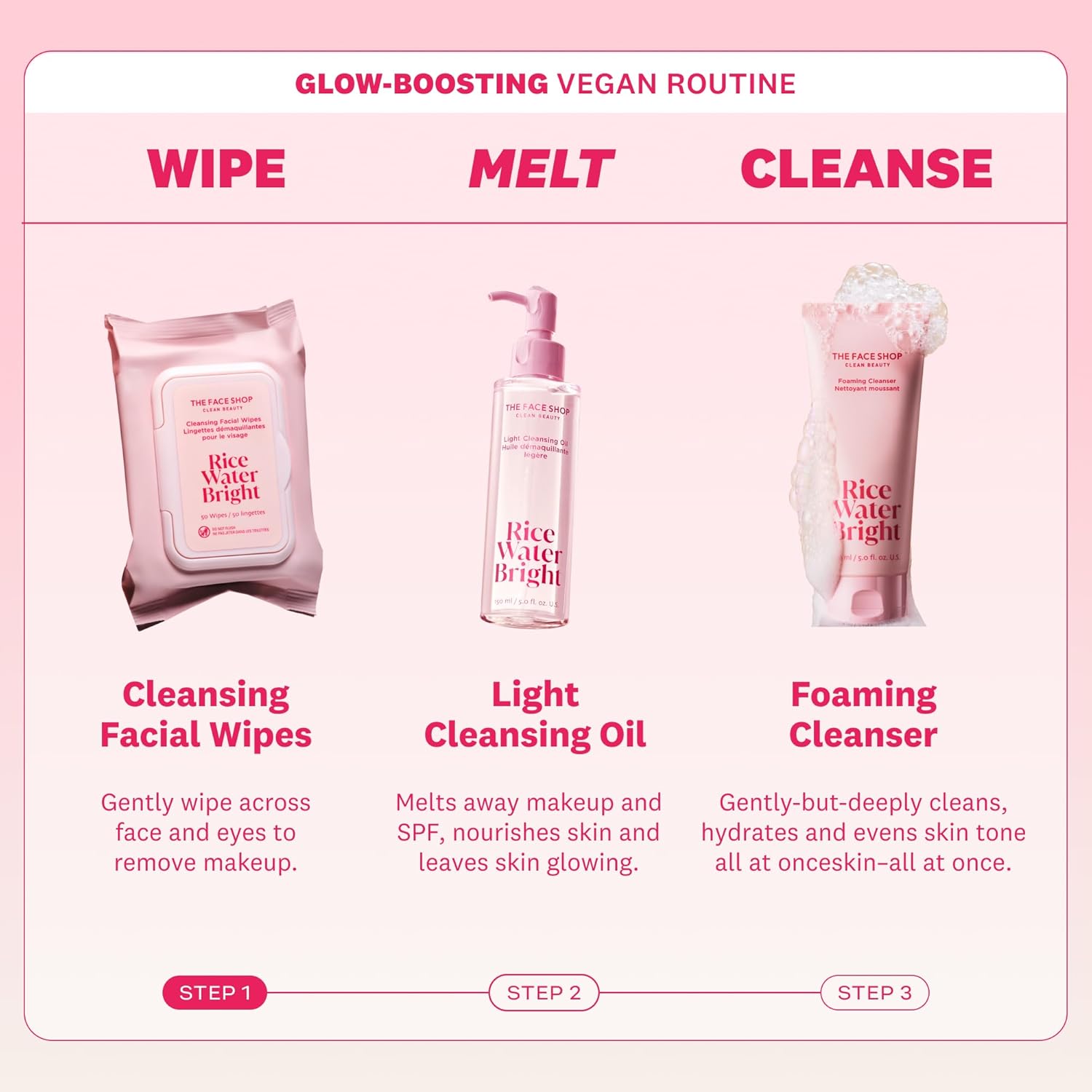 The Face Shop Rice Water Bright Makeup Remover Wipes for Face with Rice Extract, Brightening, Moisturizing, Infused with Cleansing Milk, Vegan Disposable Cleansing Facial Wipes, Korean Skin Care